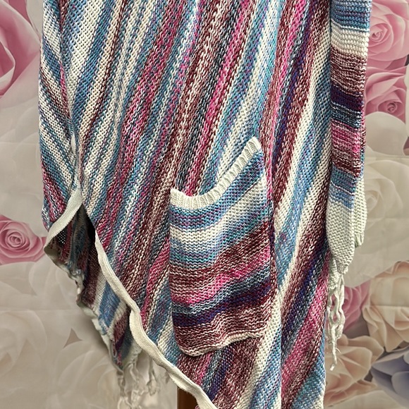 Billabong Loosen Up Cardigan Fringe Sweater Skylight Size M purple ~ Grannycore - Picture 6 of 10